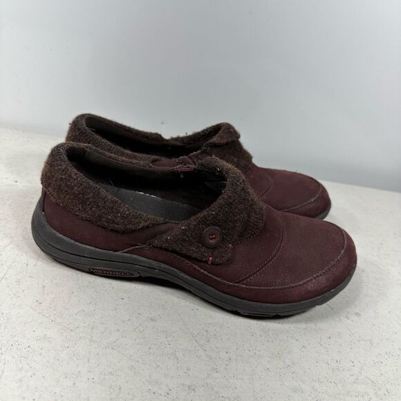 Merrell Andorra Slip on Leather Clog Womesn Size 6 J02148 Burgundy Red - Picture 2 of 8